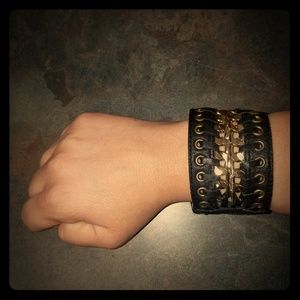 Black embellished cuff bracelet